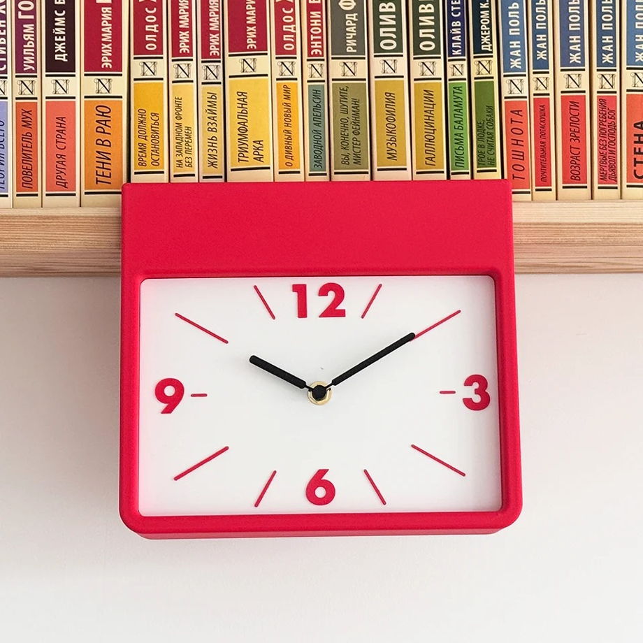 Подвесные часы на полку с магнитами, красные