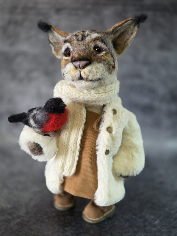 Интерьерная игрушка из шерсти "Рысь Серафима"