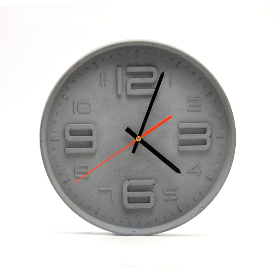 Часы настенные из бетона U30 серые софт