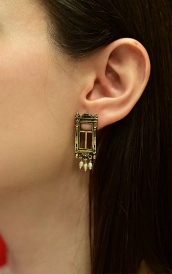 Серьги "Оконца" в бронзе