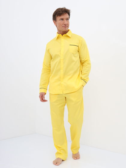 Пижама мужская с брюками и рубашкой из сатина "Желтый"
