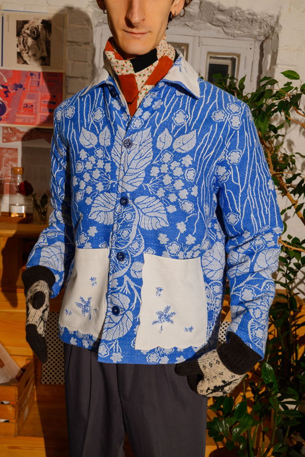Куртка с Голубыми Цветочками/Blue Daisies Padded Jacket