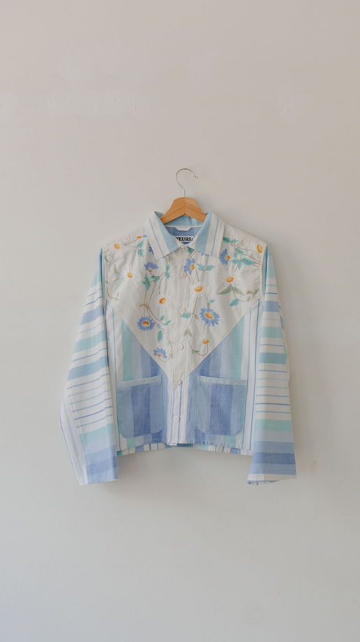 Рубашка в Голубую Полоску 2/Blue Striped Long Sleeve Shirt 2
