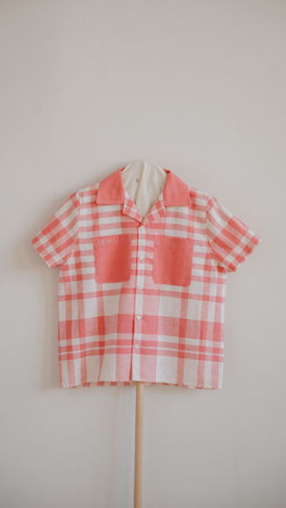 Розовая Клетчатая Рубашка/Pink Checkered Short Sleeve Shirt