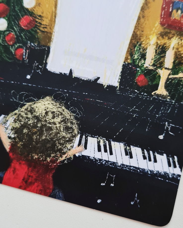 Новогодняя рождественская открытка Пианино
