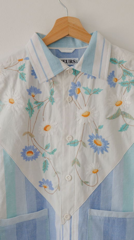Рубашка в Голубую Полоску 2/Blue Striped Long Sleeve Shirt 2