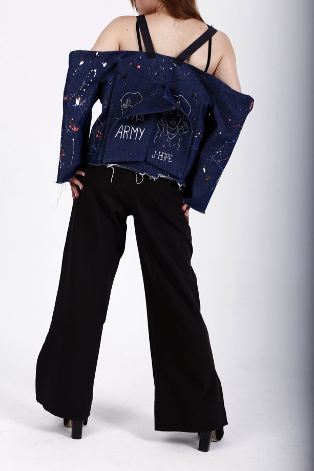 Джинсовая куртка с группой «BTS» / женская джинсовка джинсовая куртка синего цвета на весну / джинсовая куртка женская на лето / джинсовка женская