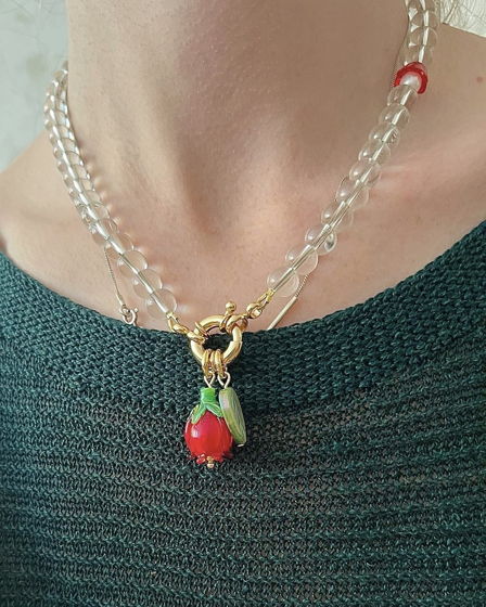 Ожерелье с подвеской из муранского стекла/ Red flower