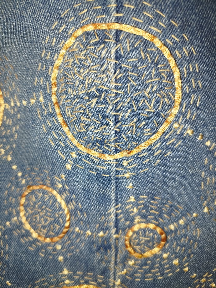 Сумочка из переработанного денима с ручной вышивкой в технике Boro