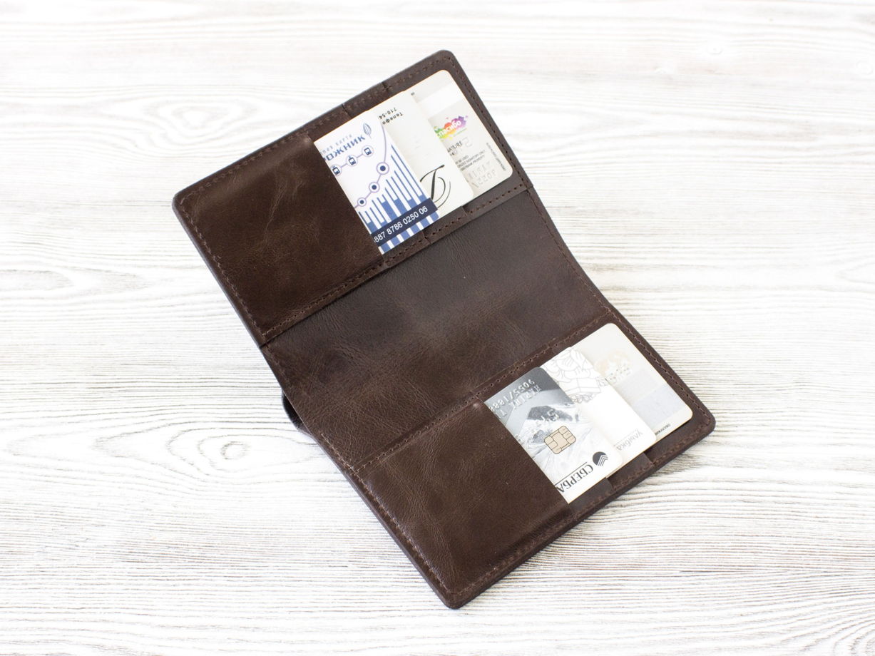Портмоне из натуральной кожи для прав, СТС, банкнот, пластиковых карт, паспорта, страховки. VIRKUNEN