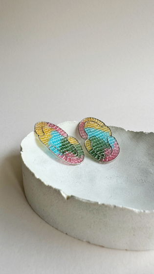Серьги разноцветные из бисера и серебра