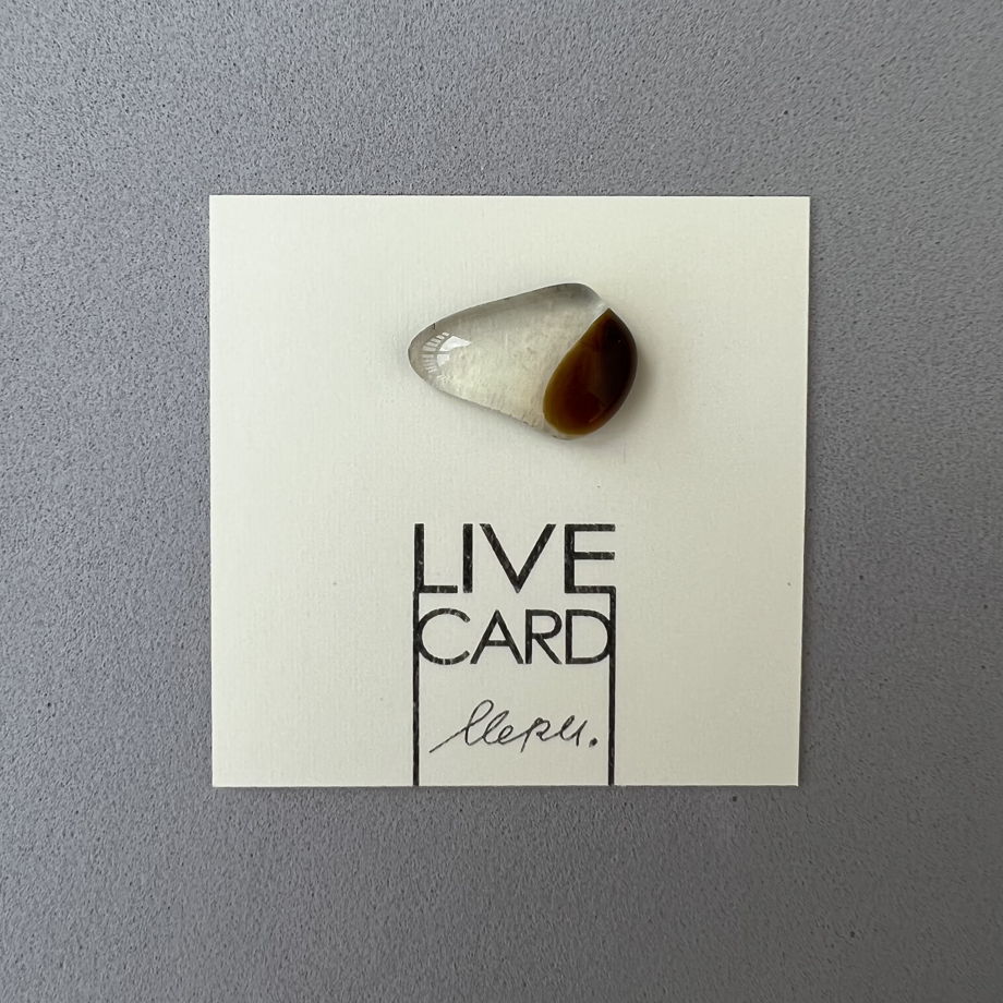 Карточка с послание и со стеклянным самоцветом в кошелёк  Стекло фьюзинг «LIVE CARD эко серия»