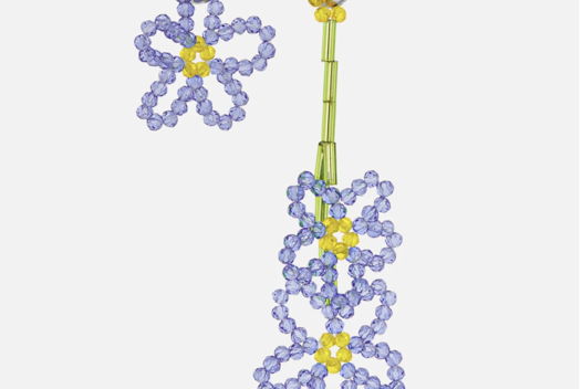 Серьги-трансформер Васильки Ассиметричные