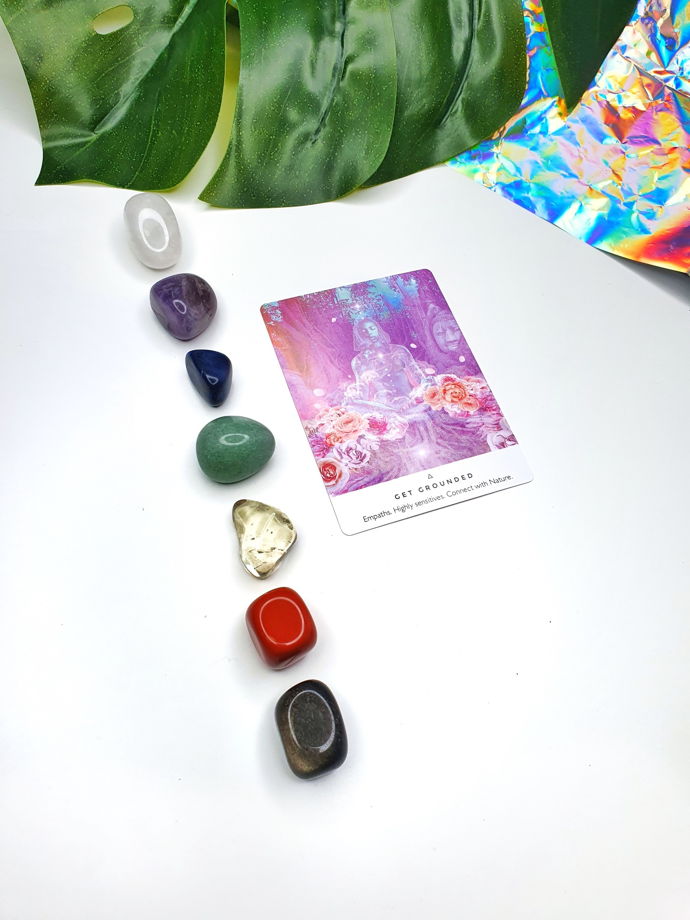Авторский набор "Проработка 7 чакр" из натуральных камней для медитаций.