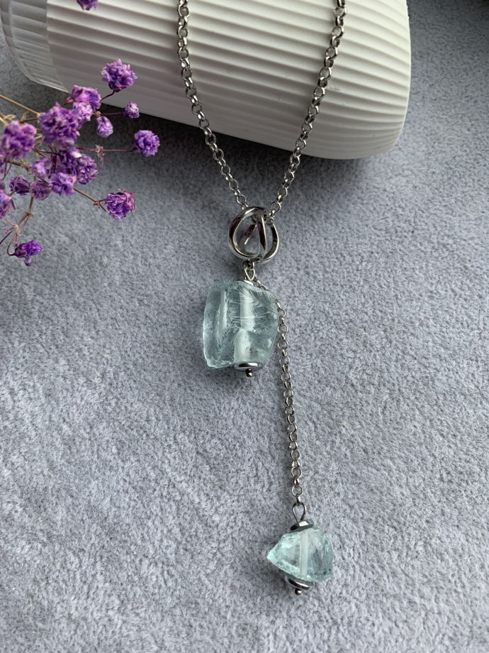 Кулон с аква кварцем «Ледяной цветок»