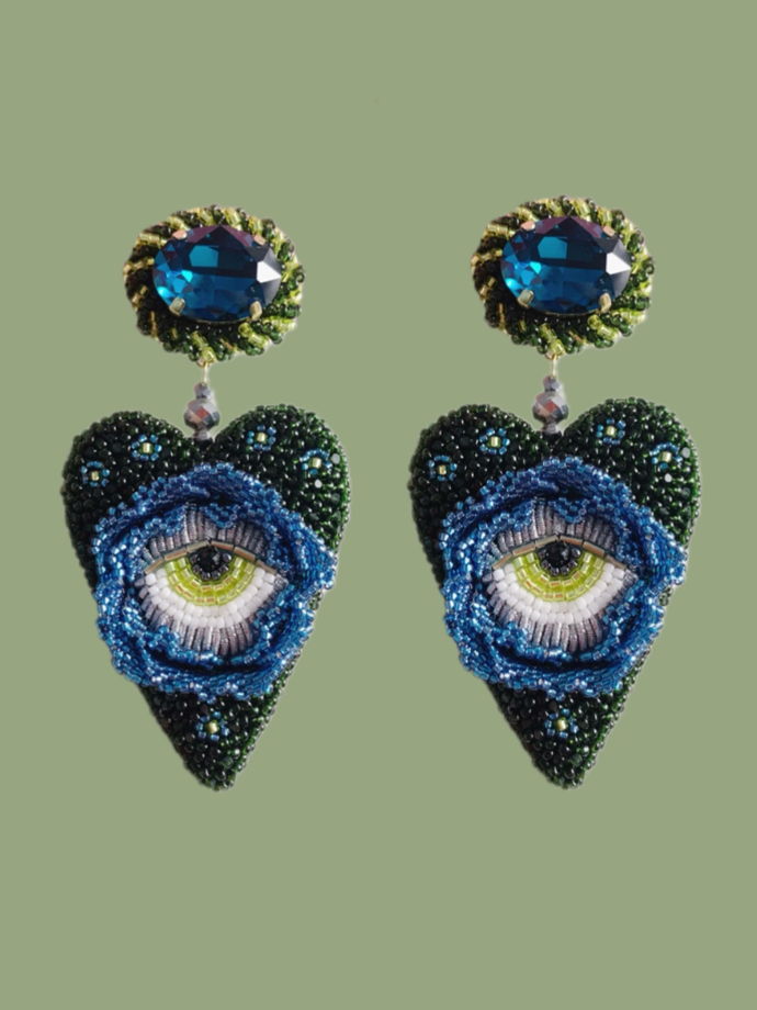 Серьги из бисера Глаза в цветах
