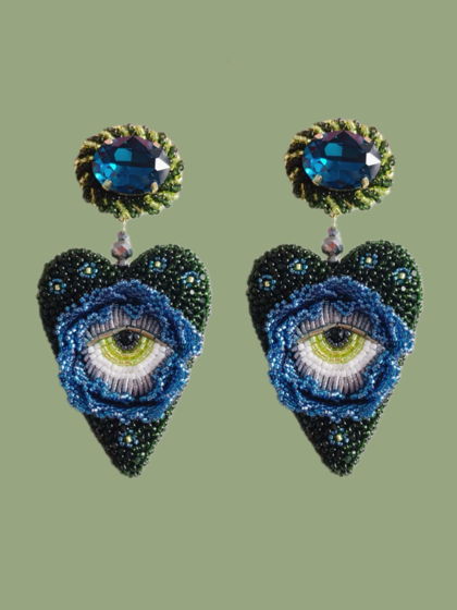 Серьги из бисера Глаза в цветах