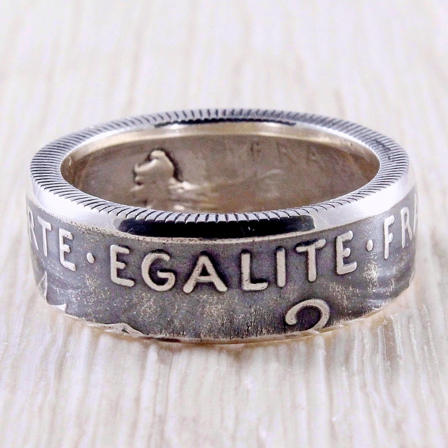 Серебряное кольцо из монеты (Франция) 1898-1920