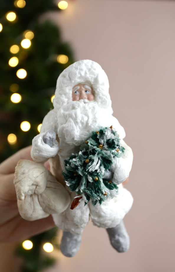 Ватная ёлочная игрушка «Дедушка Мороз с ёлочкой»