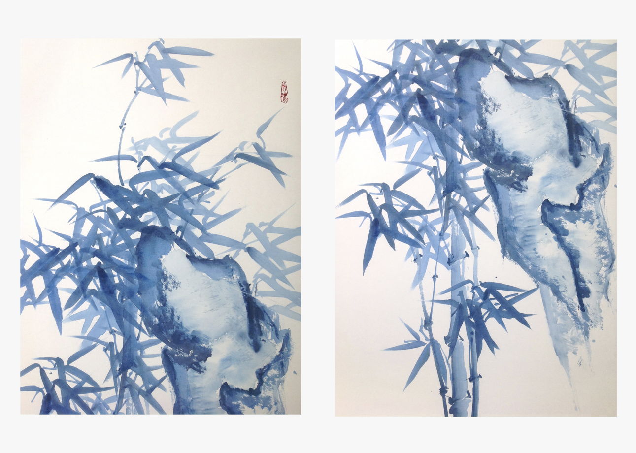 "Драгоценный фарфор", набор из 4х свитков в традиционном китайском стиле се-и (68* 47 см)