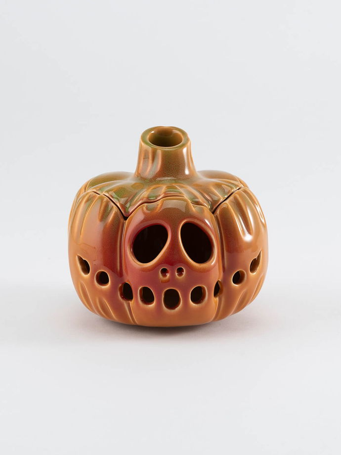 Тыква - подсвечник "Pumpkin ANGRY", декор на Хэллоуин, 12 см