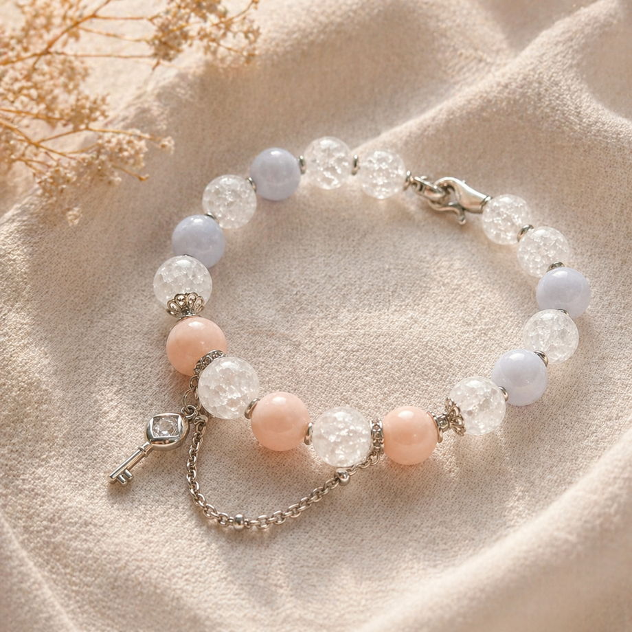 Браслет из берилла и сахарного кварца