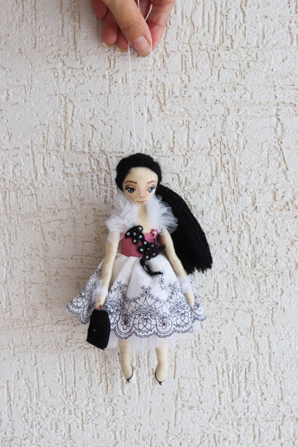Кэтти. Авторская текстильная кукла, елочная игрушка