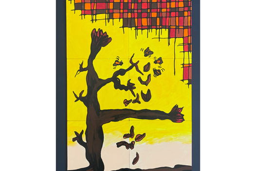 Модульная картина ”Closing” Осенняя абстракция Засохшие цветы