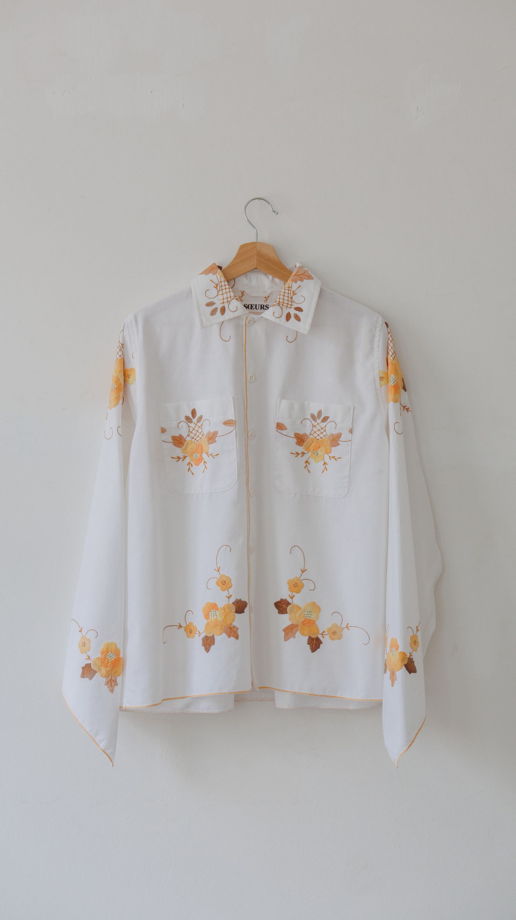 Рубашка с Кокеткой и Осенней Вышивкой/Fall Embroidery Long Sleeve Shirt