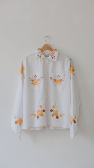 Рубашка с Кокеткой и Осенней Вышивкой/Fall Embroidery Long Sleeve Shirt