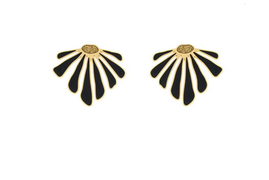 Серьги Африканская ромашка черная