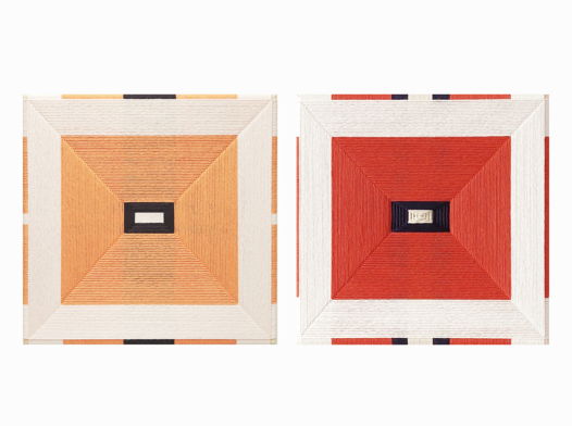 Сет из двух декоративных текстильных панно Цветок мака/ В наличии