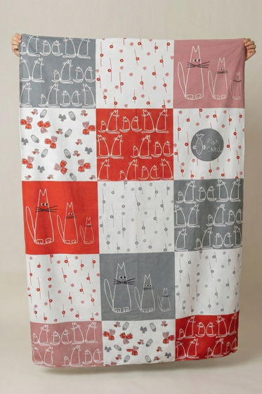 Двусторонний флисовый плед «Коллаж с кошками» 100х150 см