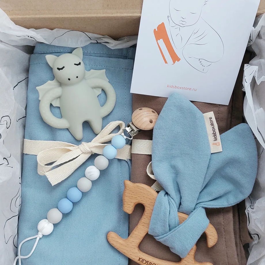 Подарочный набор для новорожденного Летучая Мышка Деним