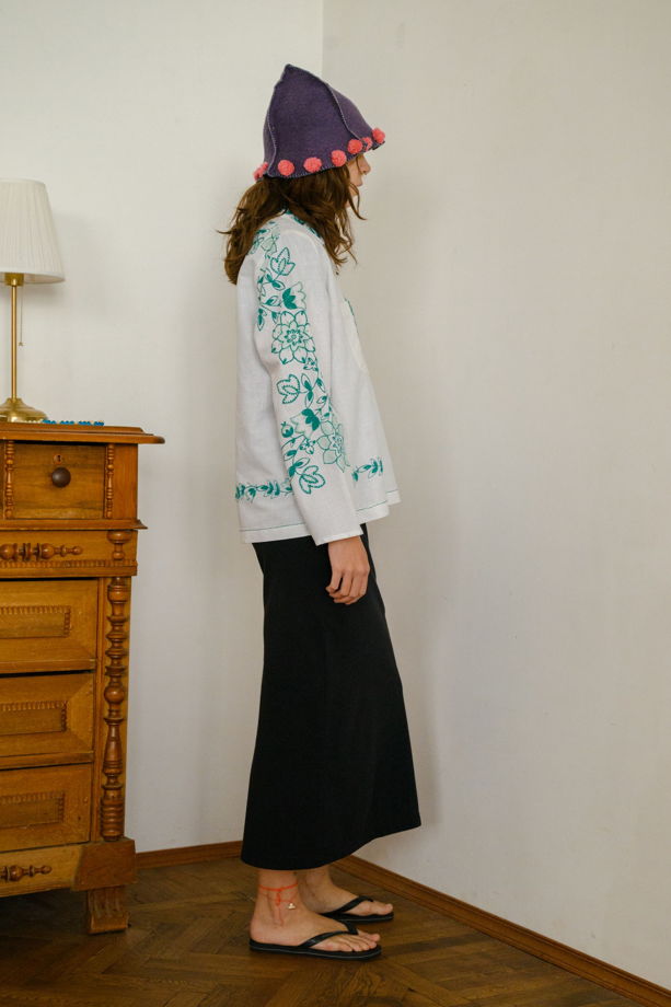 Рубашка с Зелёными Цветами/Green Curly Flowers Long Sleeve Shirt