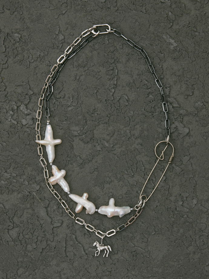 Унисекс колье с барочным жемчугом