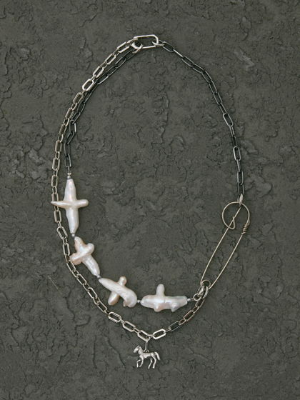 Унисекс колье с барочным жемчугом