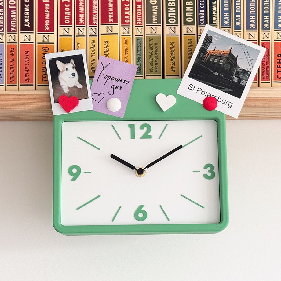 Подвесные часы на полку с магнитами, зеленые