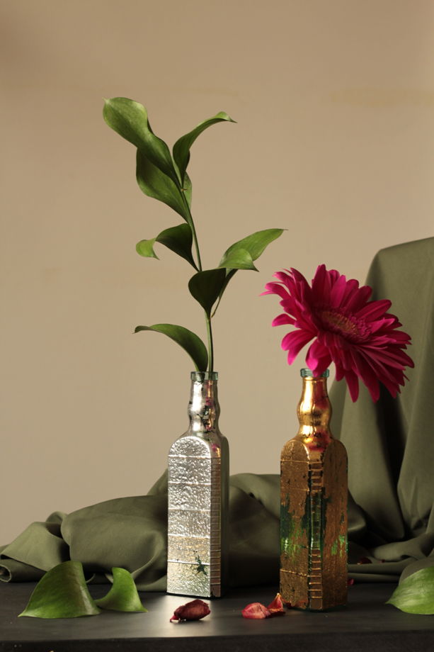 Пара золоченых ваз из старинных уксусных бутылок | Bloom 135