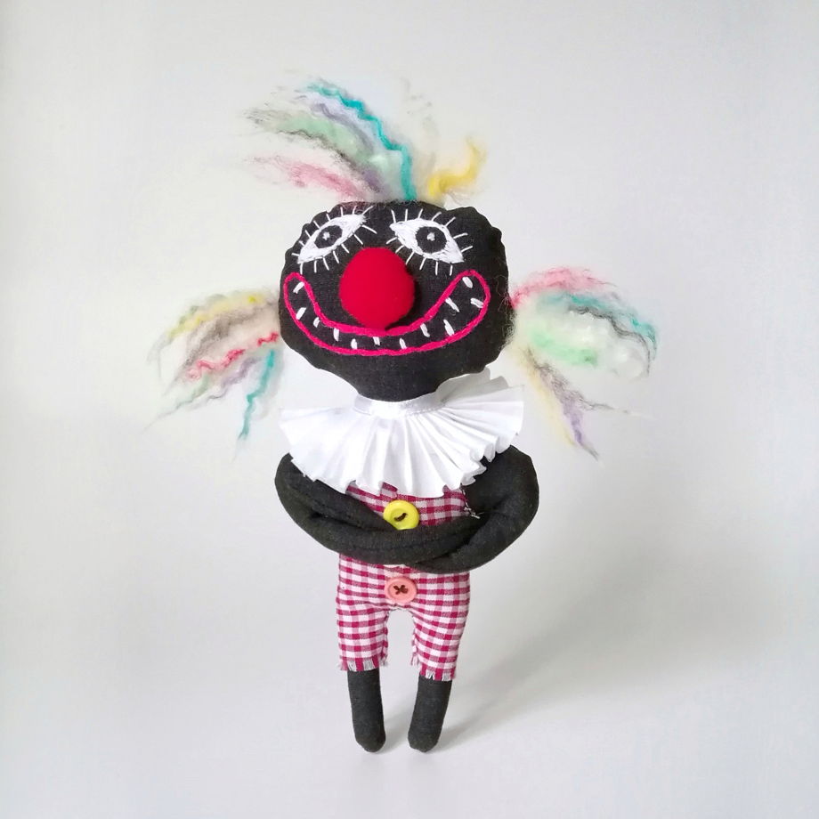 Текстильная художественная кукла-клоун ручной работы