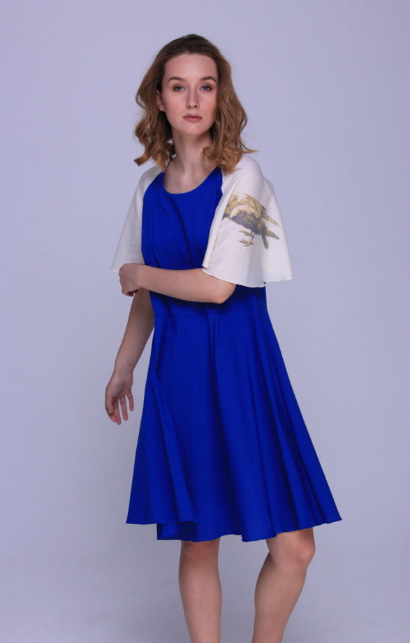 Синее платье с вороной