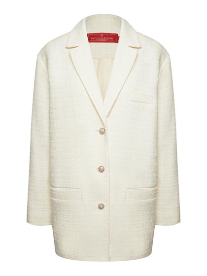 Вечерний прямой жакет из твида с люрексом