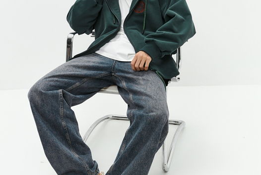 Худи ZIP свободного кроя в изумрудном цвете