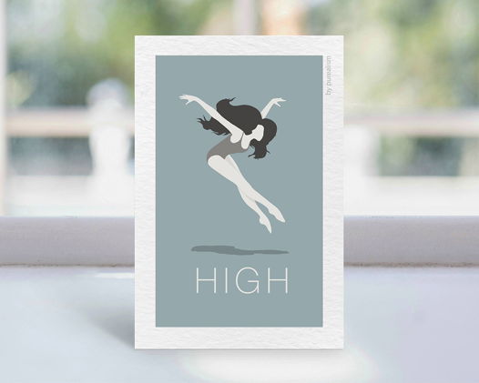 Дизайнерская открытка "Танец: голубой балет" формата 10х15см