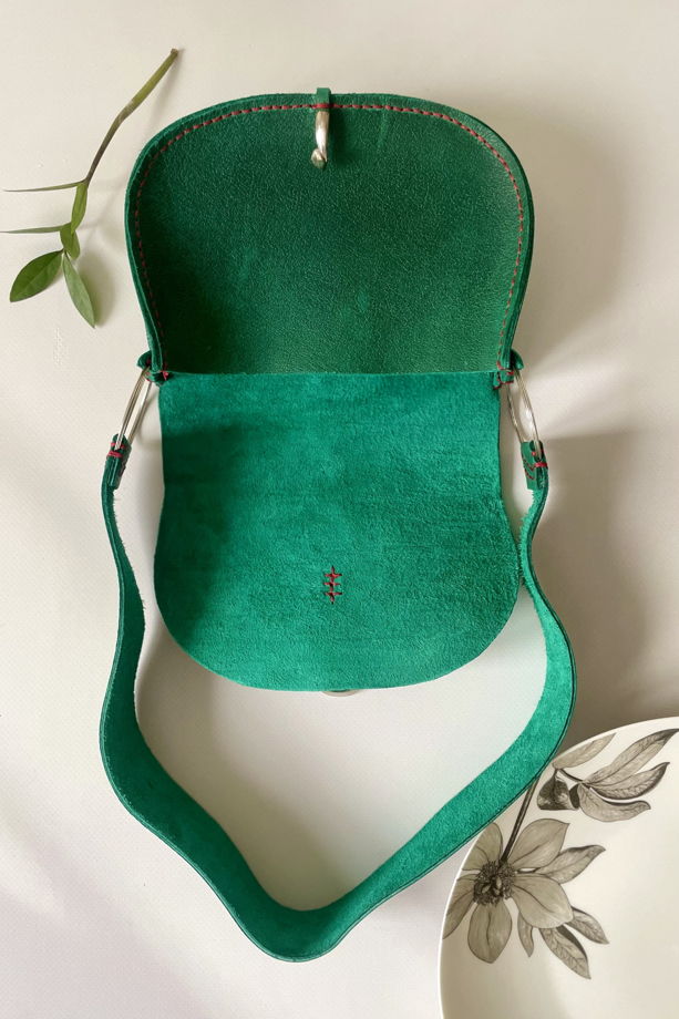 Кожаная сумка изумрудного цвета "Esma"
