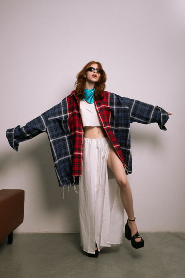 Рубашка двойная с бахромой