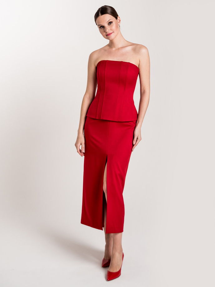 Корсет из костюмной ткани, красный