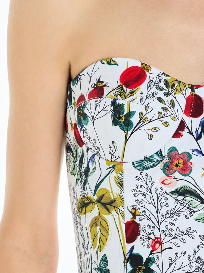 Топ корсетный с чашками из хлопка с цветочным принтом