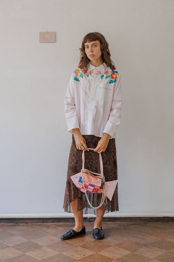 Рубашка в Розовую Полоску 2/Pink Striped Long Sleeve Shirt 2