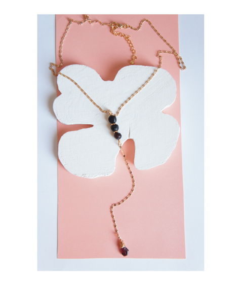 Цепочка сотуар натуральный янтарь гранат